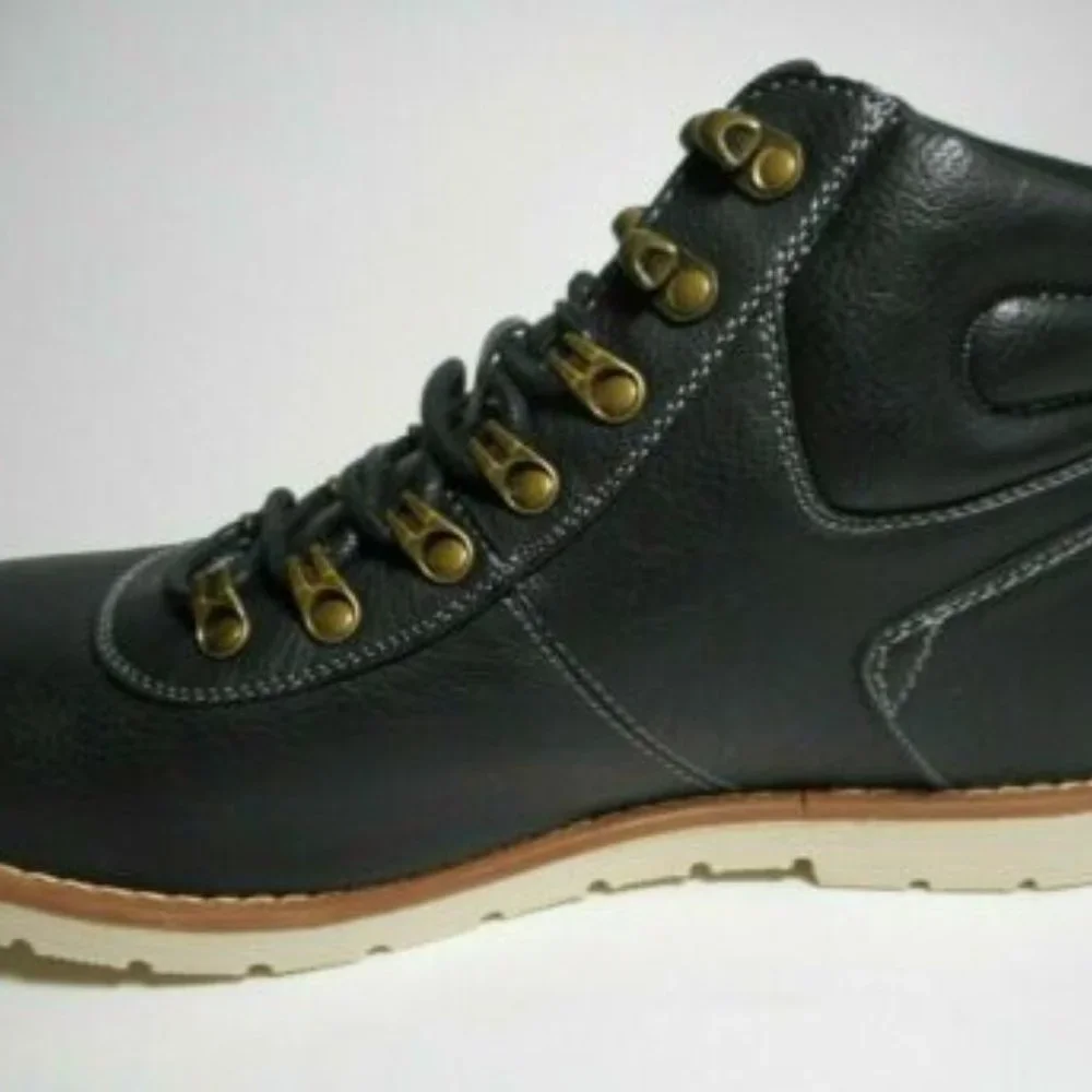 NEW ROUTE 66 Men's Black Tan Lace Up Casual Fashion Chukka Style Boots - Picture 4 of 7
